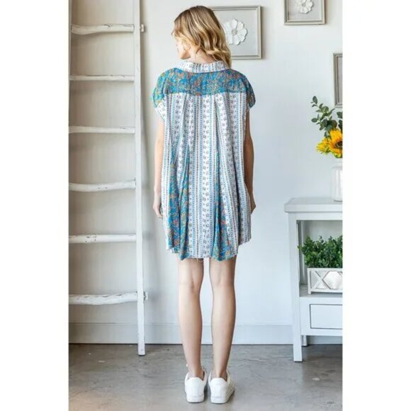 Oli & Hali Washed Printed Button Front Flare Hem Top NEW Size XL - Picture 6 of 6